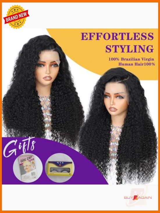 13x6 Deep Wave Lace Front Wig Human Hair 200 Density 30 inch display picture 2
